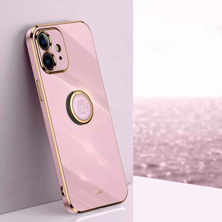 XINLI Straight Edge 6D Electroplate TPU Phone Case with Ring Holder, For iPhone 11 Pro Max, For iPhone 12, For iPhone 12 mini, For iPhone 12 Pro, For iPhone 12 Pro Max, For iPhone X