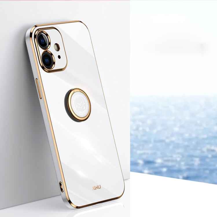 XINLI Straight Edge 6D Electroplate TPU Phone Case with Ring Holder, For iPhone 11 Pro Max, For iPhone 12, For iPhone 12 mini, For iPhone 12 Pro, For iPhone 12 Pro Max, For iPhone X