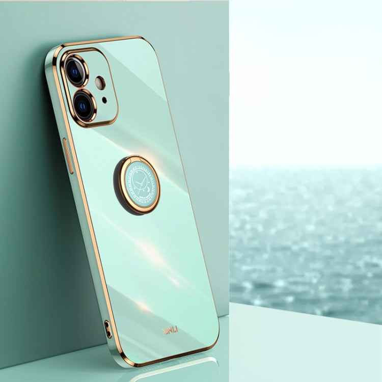 XINLI Straight Edge 6D Electroplate TPU Phone Case with Ring Holder, For iPhone 11 Pro Max, For iPhone 12, For iPhone 12 mini, For iPhone 12 Pro, For iPhone 12 Pro Max, For iPhone X