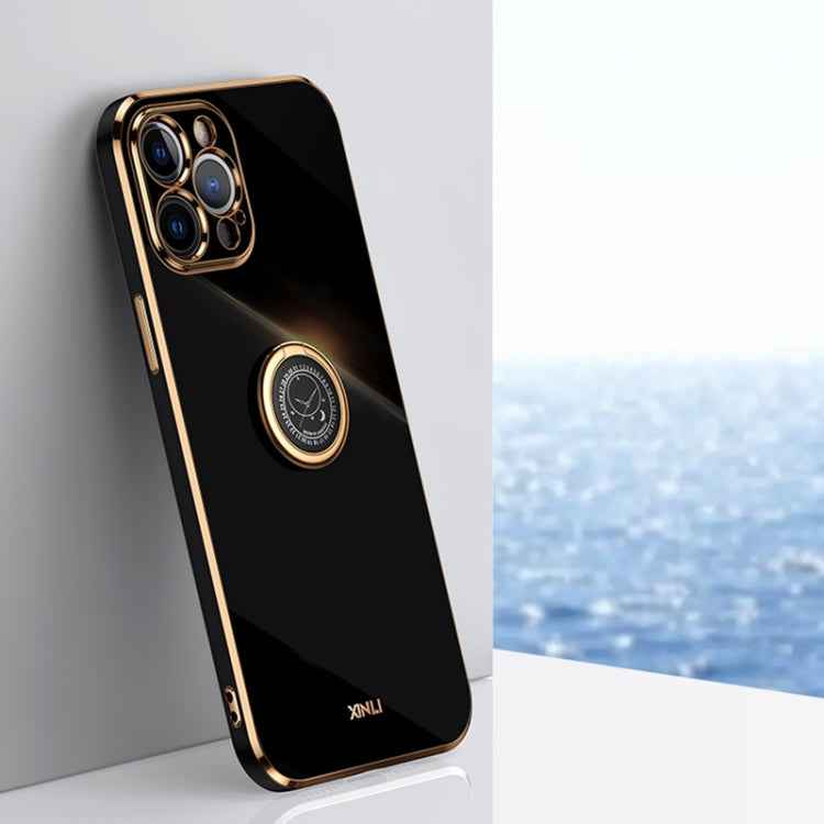 XINLI Straight Edge 6D Electroplate TPU Phone Case with Ring Holder, For iPhone 11 Pro Max, For iPhone 12, For iPhone 12 mini, For iPhone 12 Pro, For iPhone 12 Pro Max, For iPhone X