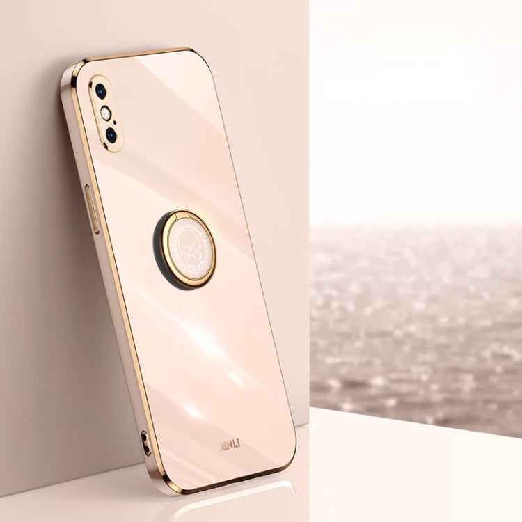 XINLI Straight Edge 6D Electroplate TPU Phone Case with Ring Holder, For iPhone 11 Pro Max, For iPhone 12, For iPhone 12 mini, For iPhone 12 Pro, For iPhone 12 Pro Max, For iPhone X