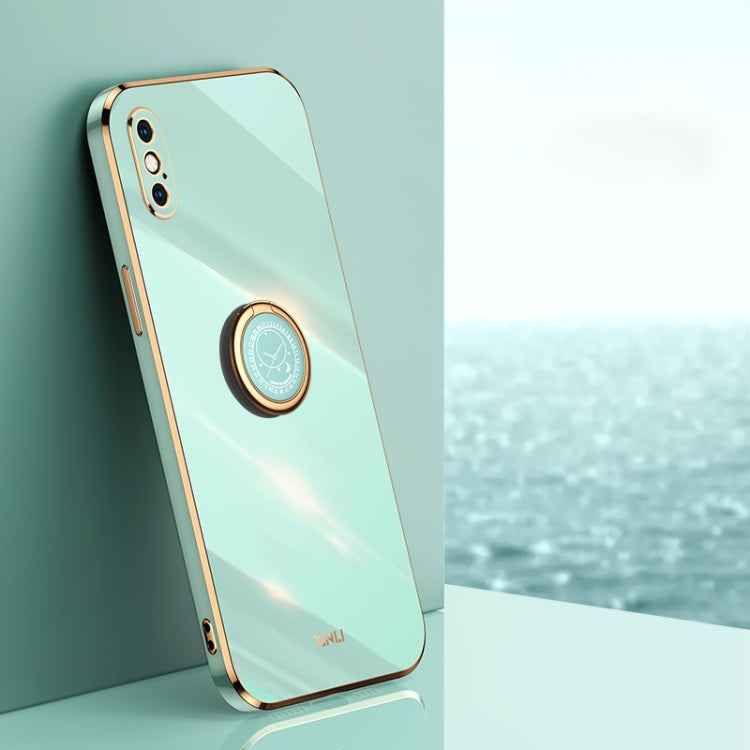 XINLI Straight Edge 6D Electroplate TPU Phone Case with Ring Holder, For iPhone 11 Pro Max, For iPhone 12, For iPhone 12 mini, For iPhone 12 Pro, For iPhone 12 Pro Max, For iPhone X