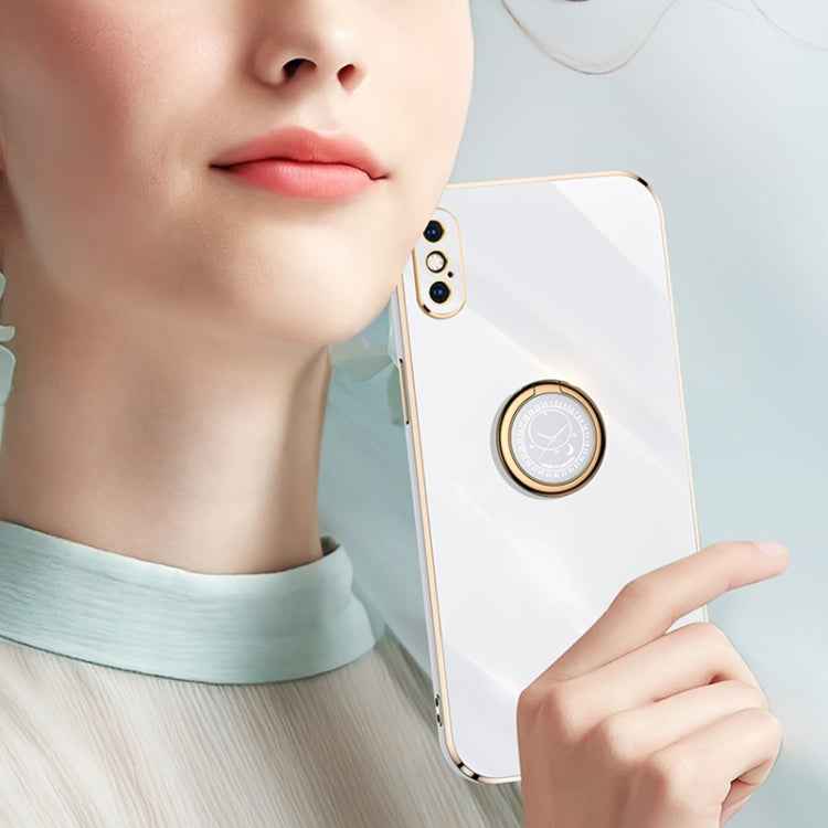 XINLI Straight Edge 6D Electroplate TPU Phone Case with Ring Holder, For iPhone XR, For iPhone XS, For iPhone XS Max