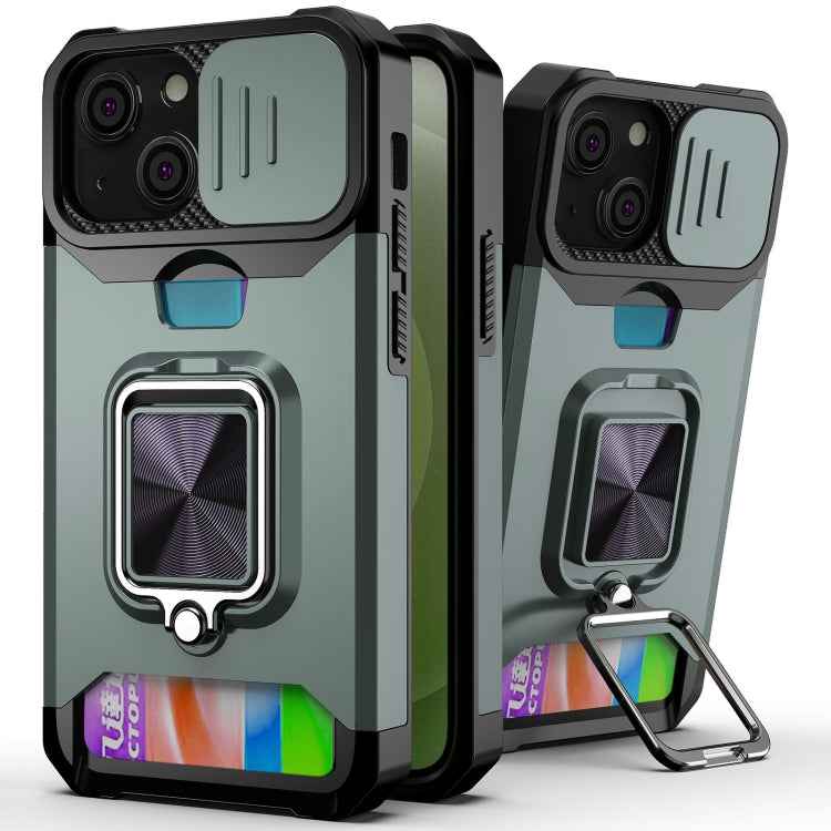 Sliding Camera Cover Design PC + TPU Shockproof Case with Ring Holder & Card Slot, For iPhone 13 mini, For iPhone 13, For iPhone 13 Pro, For iPhone XS / X, For iPhone XR, For iPhone 11 Pro