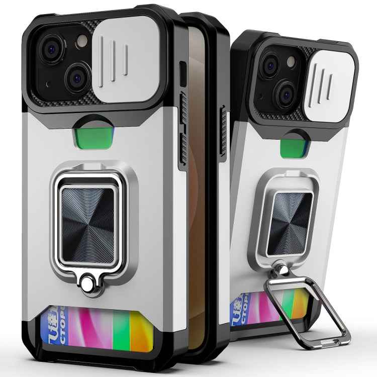 Sliding Camera Cover Design PC + TPU Shockproof Case with Ring Holder & Card Slot, For iPhone 13 mini, For iPhone 13, For iPhone 13 Pro, For iPhone XS / X, For iPhone XR, For iPhone 11 Pro