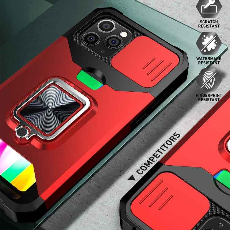 Sliding Camera Cover Design PC + TPU Shockproof Case with Ring Holder & Card Slot, For iPhone 11 Pro Max, For iPhone 12 / 12 Pro, For iPhone 12 Pro Max, For iPhone 13 Pro Max, For iPhone 11, For iPhone XS Max