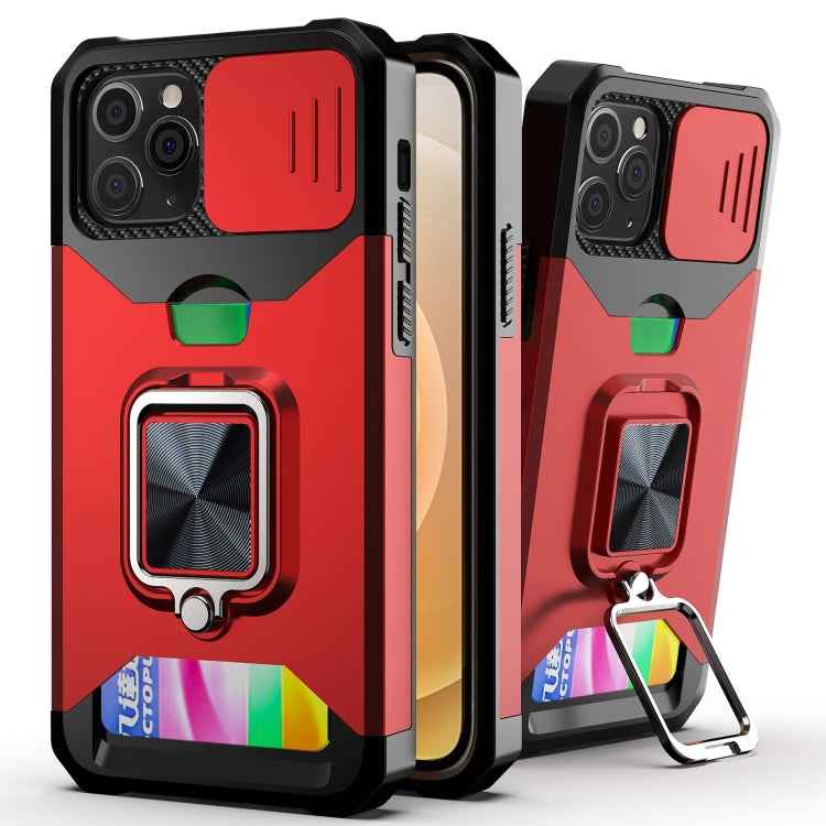 Sliding Camera Cover Design PC + TPU Shockproof Case with Ring Holder & Card Slot, For iPhone 11 Pro Max, For iPhone 12 / 12 Pro, For iPhone 12 Pro Max, For iPhone 13 Pro Max, For iPhone 11, For iPhone XS Max