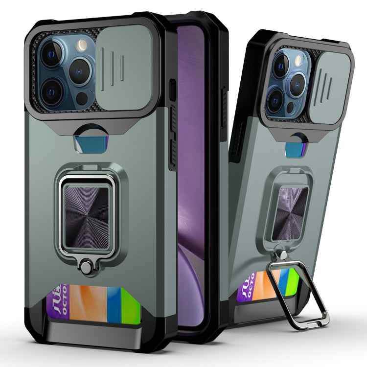Sliding Camera Cover Design PC + TPU Shockproof Case with Ring Holder & Card Slot, For iPhone 11 Pro Max, For iPhone 12 / 12 Pro, For iPhone 12 Pro Max, For iPhone 13 Pro Max, For iPhone 11, For iPhone XS Max