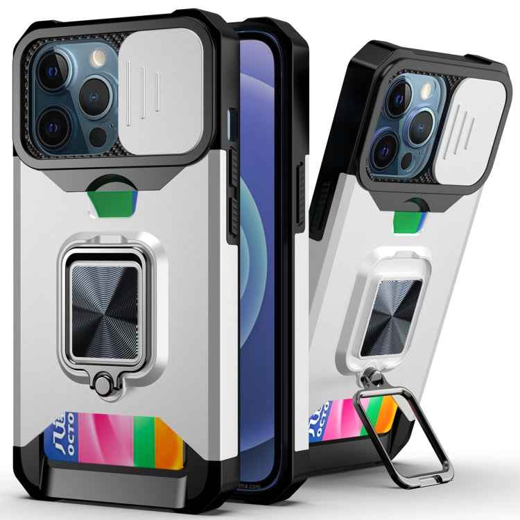 Sliding Camera Cover Design PC + TPU Shockproof Case with Ring Holder & Card Slot, For iPhone 11 Pro Max, For iPhone 12 / 12 Pro, For iPhone 12 Pro Max, For iPhone 13 Pro Max, For iPhone 11, For iPhone XS Max