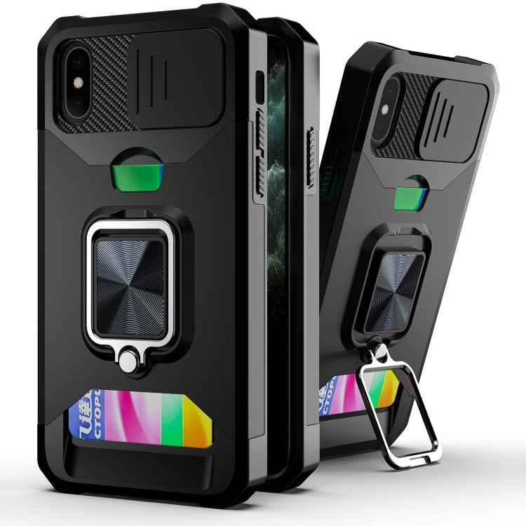 Sliding Camera Cover Design PC + TPU Shockproof Case with Ring Holder & Card Slot, For iPhone 11 Pro Max, For iPhone 12 / 12 Pro, For iPhone 12 Pro Max, For iPhone 13 Pro Max, For iPhone 11, For iPhone XS Max