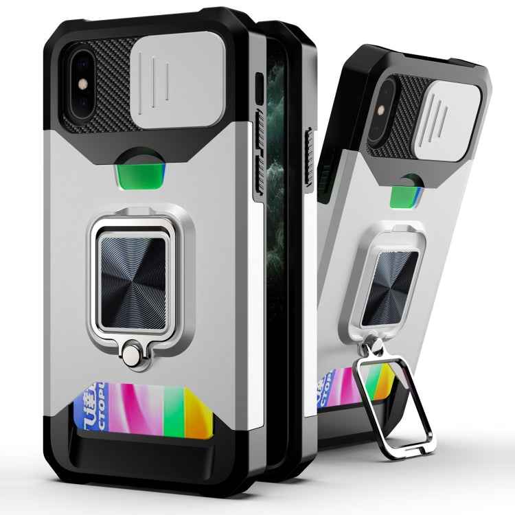 Sliding Camera Cover Design PC + TPU Shockproof Case with Ring Holder & Card Slot, For iPhone 11 Pro Max, For iPhone 12 / 12 Pro, For iPhone 12 Pro Max, For iPhone 13 Pro Max, For iPhone 11, For iPhone XS Max
