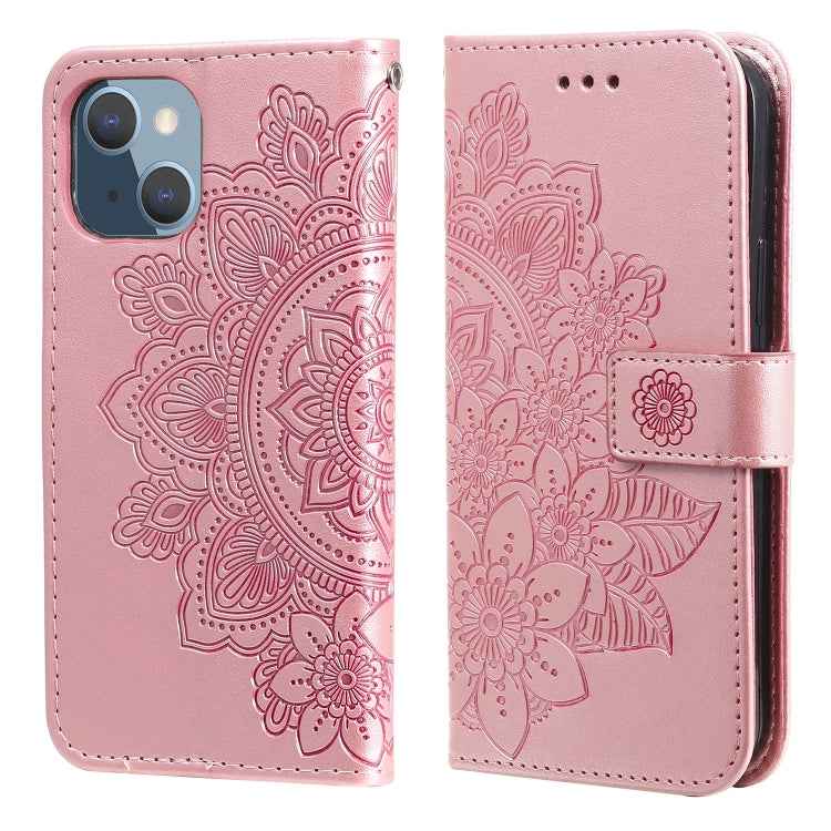 7-petal Flowers Embossing Pattern Horizontal Flip PU Leather Case with Holder & Card Slots & Wallet & Photo Frame, For iPhone 13, For iPhone 13 Mini, For iPhone 13 Pro, For iPhone 13 Pro Max