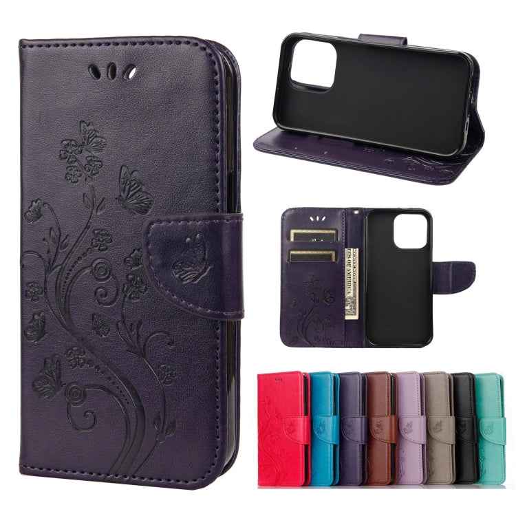 Butterfly Flower Pattern Horizontal Flip Leather Case with Holder & Card Slots & Wallet, For Samsung Galaxy A03s 164mm, For iPhone 13 mini, For iPhone 13, For iPhone 13 Pro, For iPhone 13 Pro Max