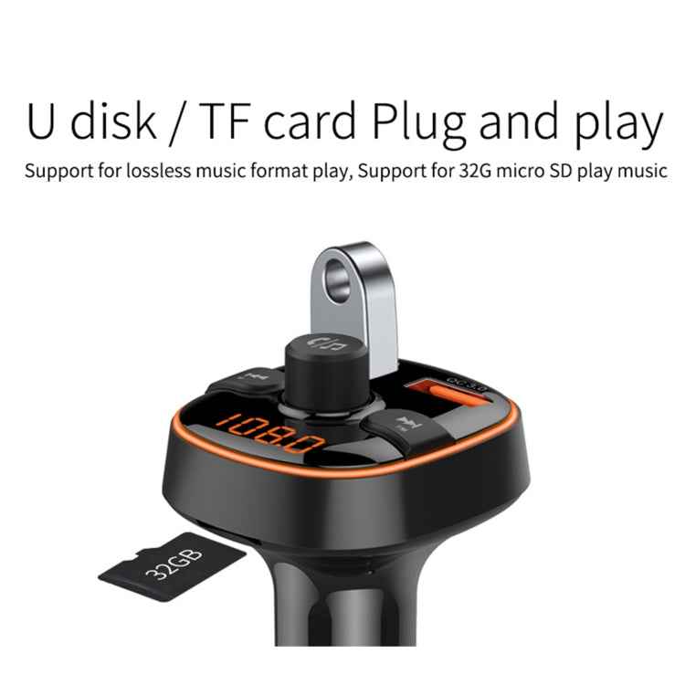 BC52 QC3.0 Fast Charging Car Colorful Atmosphere Light Bluetooth MP3 Player FM Transmitter
