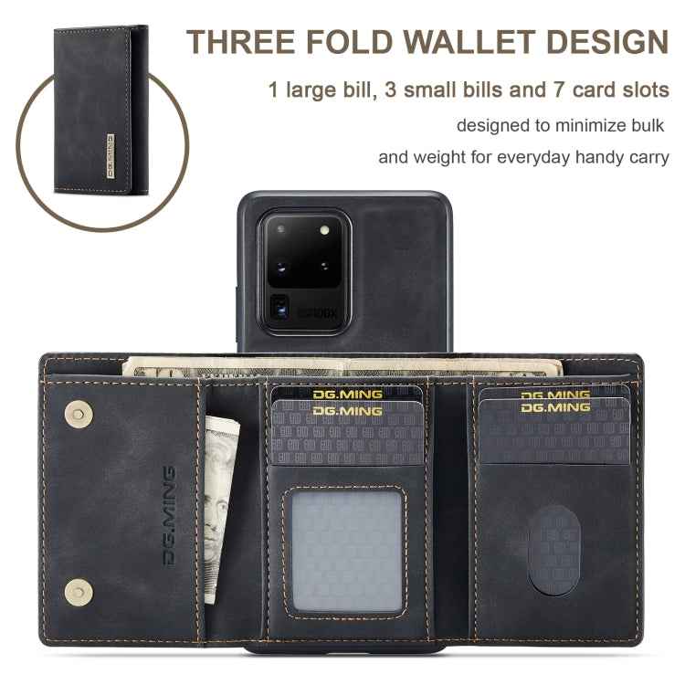 DG.MING M1 Series 3-Fold Multi Card Wallet Back Cover Shockproof Case with Holder Function, For Samsung Galaxy S20 Ultra, For Samsung Galaxy S20+