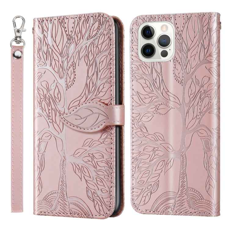 Life of Tree Embossing Pattern Horizontal Flip Leather Case with Holder & Card Slot & Wallet & Photo Frame & Lanyard, For iPhone 13 mini, For iPhone 13, For iPhone 13 Pro, For iPhone 13 Pro Max