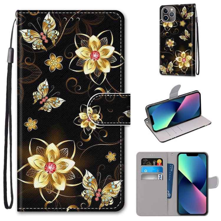 Coloured Drawing Cross Texture Horizontal Flip PU Leather Case with Holder & Card Slots & Wallet & Lanyard, For iPhone 13 mini, For iPhone 13