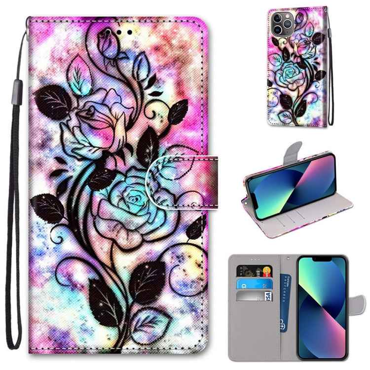 Coloured Drawing Cross Texture Horizontal Flip PU Leather Case with Holder & Card Slots & Wallet & Lanyard, For iPhone 13 mini, For iPhone 13