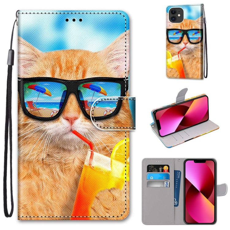 Coloured Drawing Cross Texture Horizontal Flip PU Leather Case with Holder & Card Slots & Wallet & Lanyard, For iPhone 13 mini, For iPhone 13