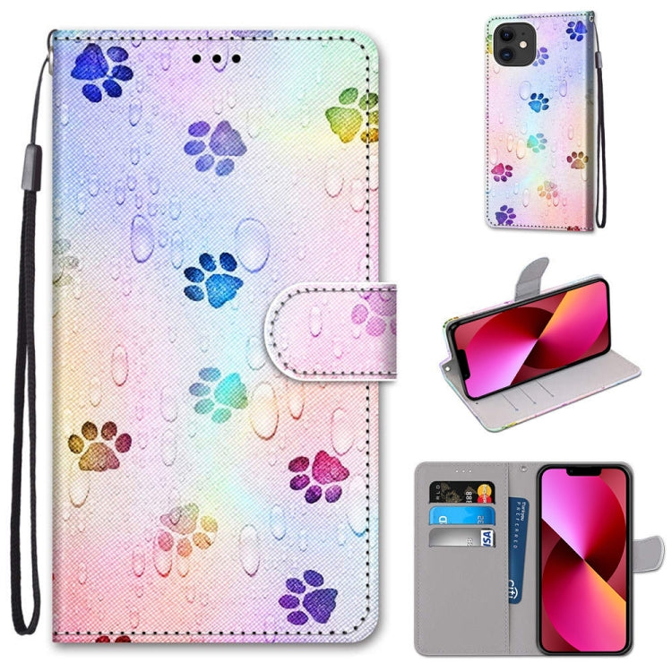 Coloured Drawing Cross Texture Horizontal Flip PU Leather Case with Holder & Card Slots & Wallet & Lanyard, For iPhone 13 mini, For iPhone 13