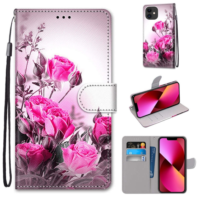 Coloured Drawing Cross Texture Horizontal Flip PU Leather Case with Holder & Card Slots & Wallet & Lanyard, For iPhone 13 mini, For iPhone 13