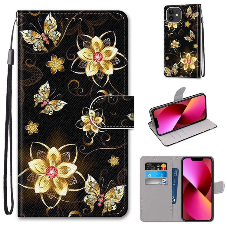 Coloured Drawing Cross Texture Horizontal Flip PU Leather Case with Holder & Card Slots & Wallet & Lanyard, For iPhone 13 mini, For iPhone 13