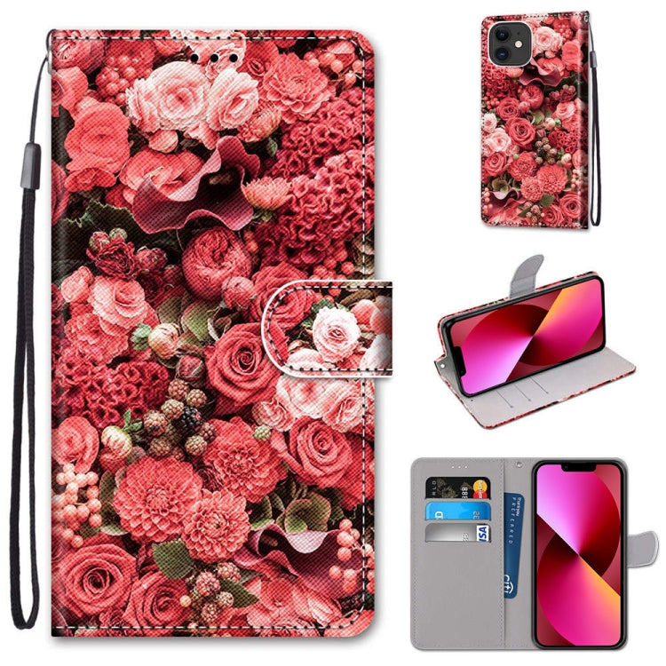 Coloured Drawing Cross Texture Horizontal Flip PU Leather Case with Holder & Card Slots & Wallet & Lanyard, For iPhone 13 mini, For iPhone 13