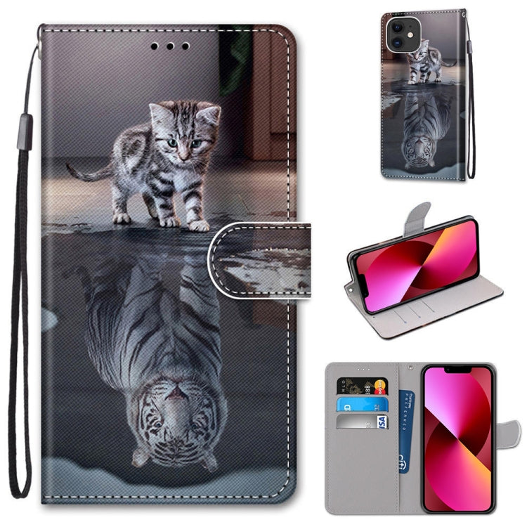 Coloured Drawing Cross Texture Horizontal Flip PU Leather Case with Holder & Card Slots & Wallet & Lanyard, For iPhone 13 mini, For iPhone 13