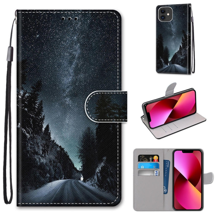Coloured Drawing Cross Texture Horizontal Flip PU Leather Case with Holder & Card Slots & Wallet & Lanyard, For iPhone 13 mini, For iPhone 13