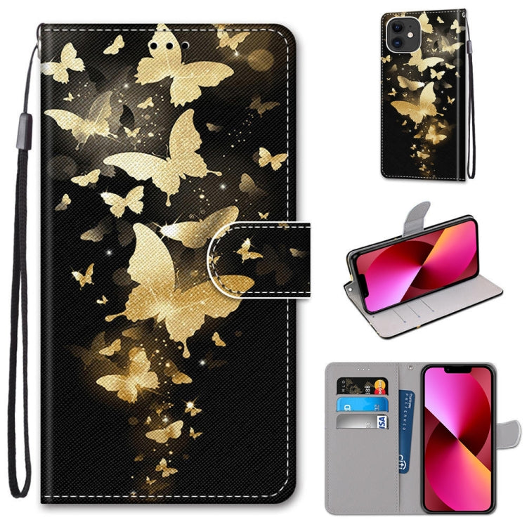 Coloured Drawing Cross Texture Horizontal Flip PU Leather Case with Holder & Card Slots & Wallet & Lanyard, For iPhone 13 mini, For iPhone 13