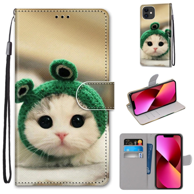 Coloured Drawing Cross Texture Horizontal Flip PU Leather Case with Holder & Card Slots & Wallet & Lanyard, For iPhone 13 mini, For iPhone 13