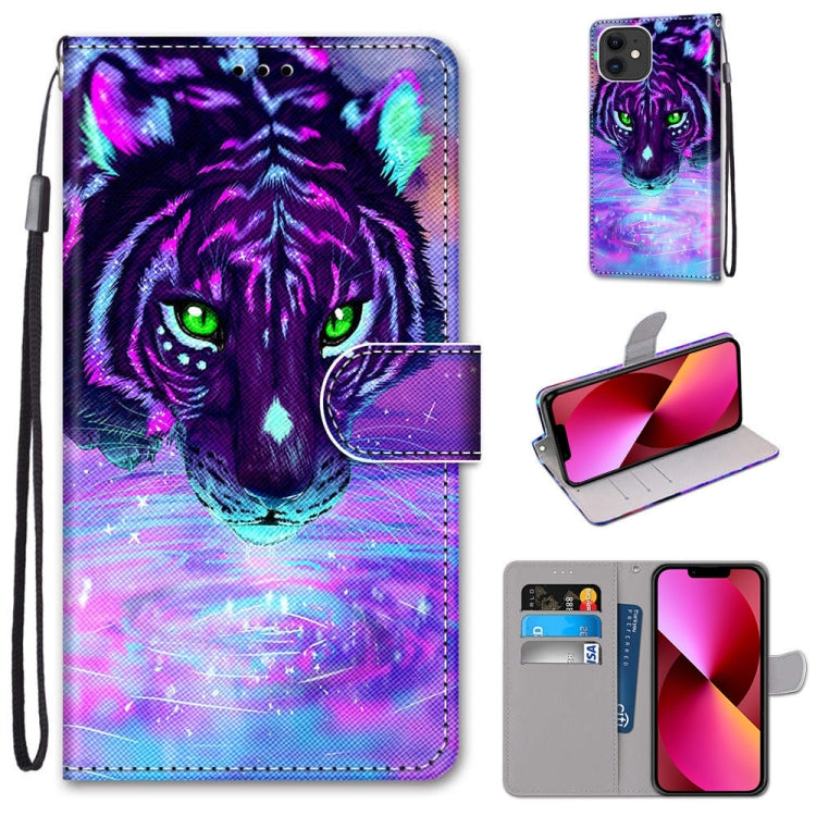 Coloured Drawing Cross Texture Horizontal Flip PU Leather Case with Holder & Card Slots & Wallet & Lanyard, For iPhone 13 mini, For iPhone 13