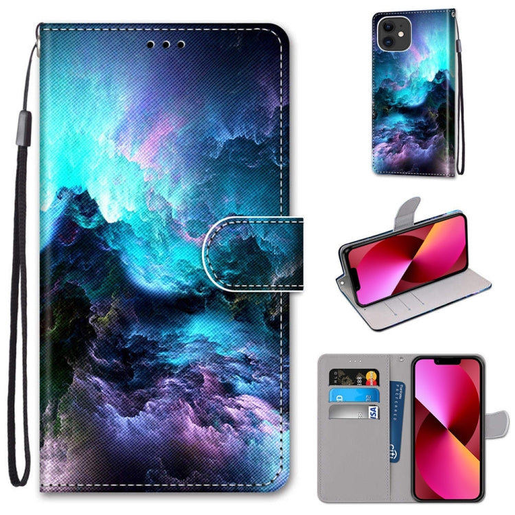 Coloured Drawing Cross Texture Horizontal Flip PU Leather Case with Holder & Card Slots & Wallet & Lanyard, For iPhone 13 mini, For iPhone 13