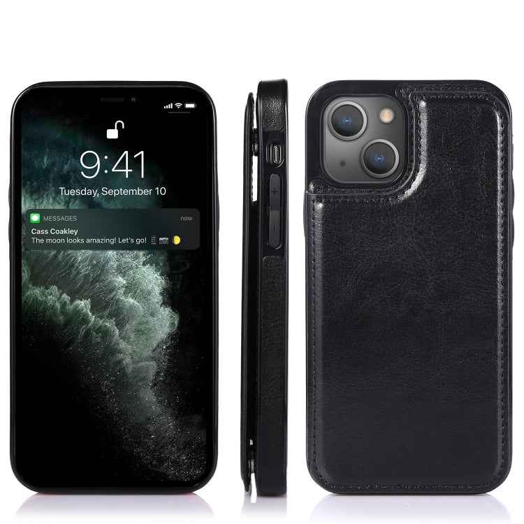 Double Buckle Shockproof PU Protective Case with Card Slots & Holder, For iPhone 13, For iPhone 13 Mini, For iPhone 13 Pro, For iPhone 13 Pro Max