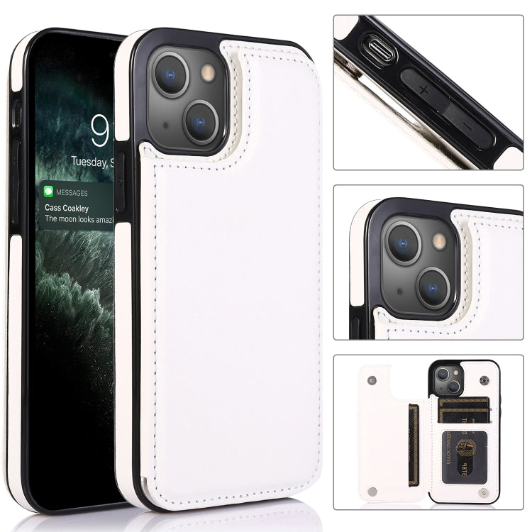 Double Buckle Shockproof PU Protective Case with Card Slots & Holder, For iPhone 13, For iPhone 13 Mini, For iPhone 13 Pro, For iPhone 13 Pro Max
