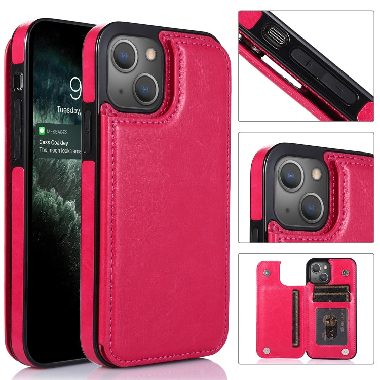 Double Buckle Shockproof PU Protective Case with Card Slots & Holder, For iPhone 13, For iPhone 13 Mini, For iPhone 13 Pro, For iPhone 13 Pro Max