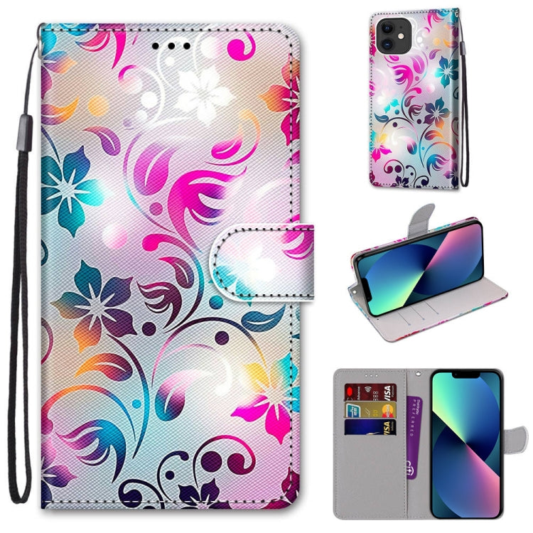 Coloured Drawing Cross Texture Horizontal Flip PU Leather Case with Holder & Card Slots & Wallet & Lanyard, For iPhone 13 mini, For iPhone 13