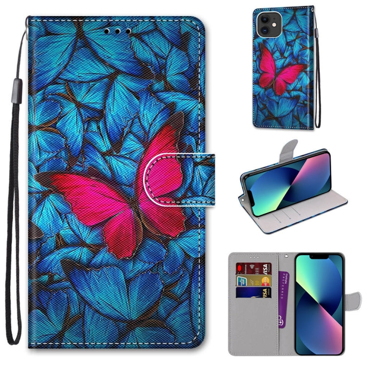 Coloured Drawing Cross Texture Horizontal Flip PU Leather Case with Holder & Card Slots & Wallet & Lanyard, For iPhone 13 mini, For iPhone 13