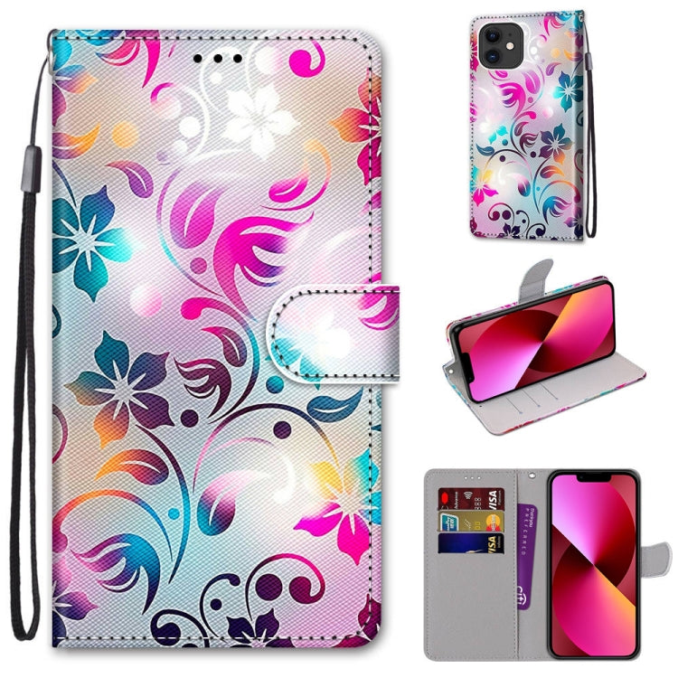 Coloured Drawing Cross Texture Horizontal Flip PU Leather Case with Holder & Card Slots & Wallet & Lanyard, For iPhone 13 mini, For iPhone 13