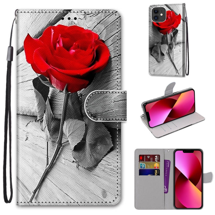 Coloured Drawing Cross Texture Horizontal Flip PU Leather Case with Holder & Card Slots & Wallet & Lanyard, For iPhone 13 mini, For iPhone 13
