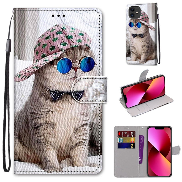 Coloured Drawing Cross Texture Horizontal Flip PU Leather Case with Holder & Card Slots & Wallet & Lanyard, For iPhone 13 mini, For iPhone 13