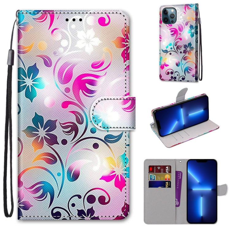Coloured Drawing Cross Texture Horizontal Flip PU Leather Case with Holder & Card Slots & Wallet & Lanyard, For iPhone 13 Pro, For iPhone 13 Pro Max