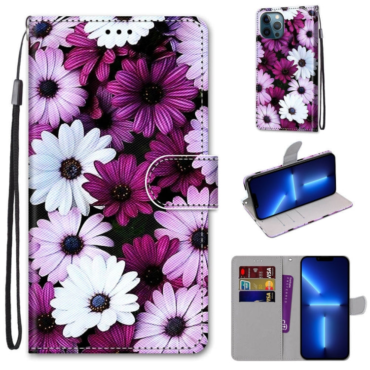 Coloured Drawing Cross Texture Horizontal Flip PU Leather Case with Holder & Card Slots & Wallet & Lanyard, For iPhone 13 Pro, For iPhone 13 Pro Max