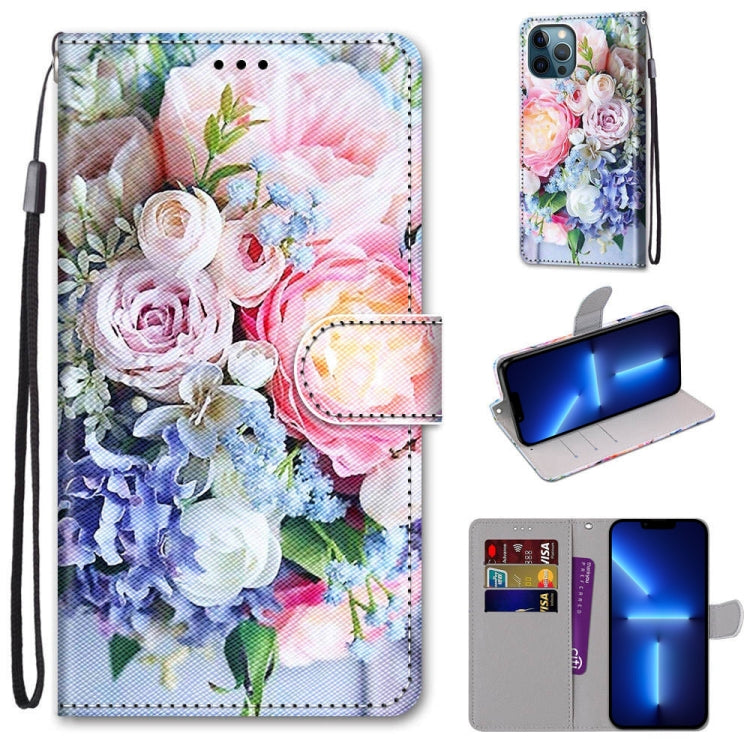 Coloured Drawing Cross Texture Horizontal Flip PU Leather Case with Holder & Card Slots & Wallet & Lanyard, For iPhone 13 Pro, For iPhone 13 Pro Max