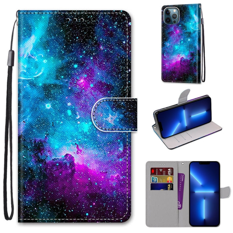 Coloured Drawing Cross Texture Horizontal Flip PU Leather Case with Holder & Card Slots & Wallet & Lanyard, For iPhone 13 Pro, For iPhone 13 Pro Max
