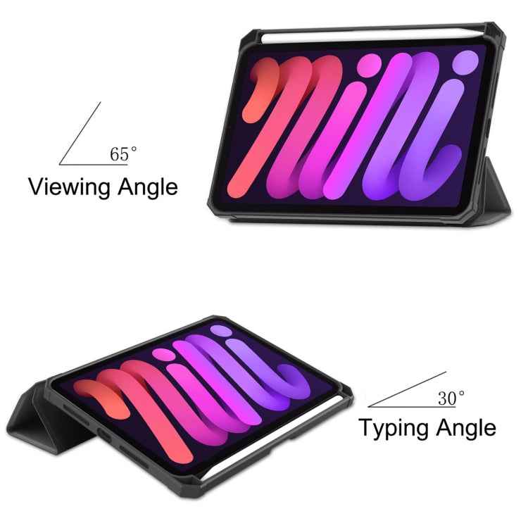 Custer Pure Color TPU Smart Leather Tablet Case with 3-Fold Holder & Pen Slot, For iPad mini 6 / mini 2024