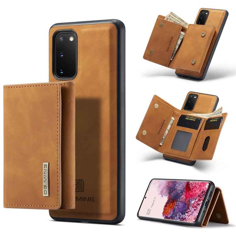 DG.MING M1 Series 3-Fold Multi Card Wallet Back Cover Shockproof Case with Holder Function, For Samsung Galaxy S20