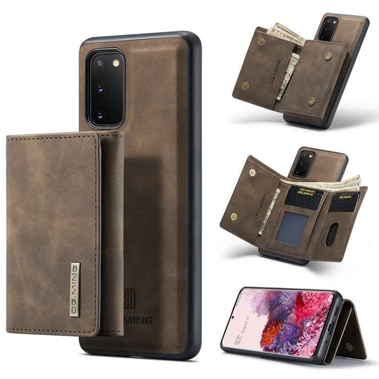 DG.MING M1 Series 3-Fold Multi Card Wallet Back Cover Shockproof Case with Holder Function, For Samsung Galaxy S20