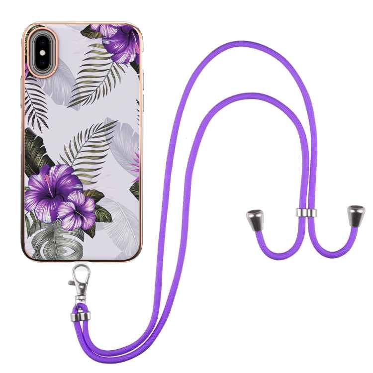 Electroplating Pattern IMD TPU Shockproof Case with Neck Lanyard, For iPhone 11 Pro, For iPhone 11 Pro Max, For iPhone XS / X, For iPhone XR, For iPhone XS Max, For iPhone SE 2022 / SE 2020 / 8 / 7, For iPhone 8 Plus / 7 Plus
