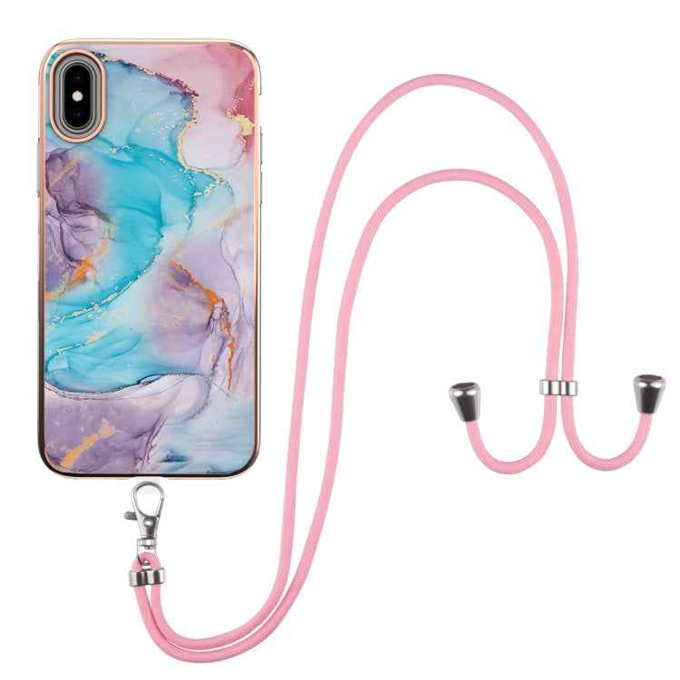 Electroplating Pattern IMD TPU Shockproof Case with Neck Lanyard, For iPhone 11 Pro, For iPhone 11 Pro Max, For iPhone XS / X, For iPhone XR, For iPhone XS Max, For iPhone SE 2022 / SE 2020 / 8 / 7, For iPhone 8 Plus / 7 Plus